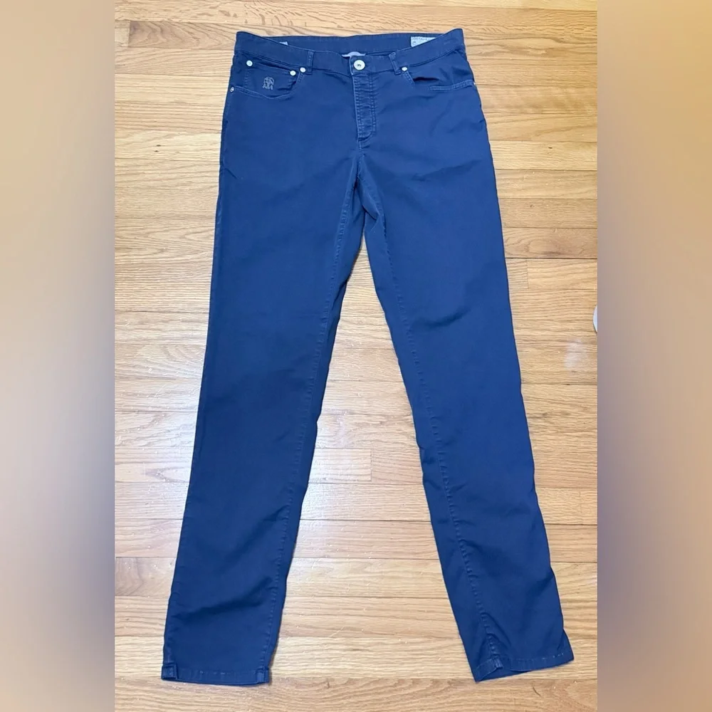BRUNELLO CUCINELLI Blue Cotton Mens Dress Pants 50 - Picture 1 of 9